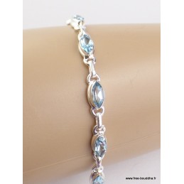 Bracelet en Topaze bleue facettée forme marquise Bracelets pierres naturelles LAM67