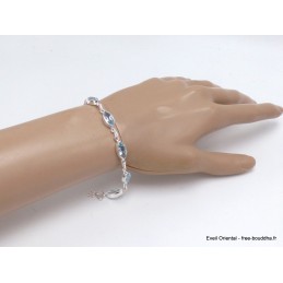 Bracelet en Topaze bleue facettée forme marquise Bracelets pierres naturelles LAM67