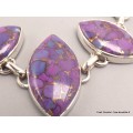 Bracelet argent Turquoise Pourpre cuivrée forme marquise Bracelets pierres naturelles LAM67.2