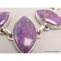 Bracelet argent Turquoise Pourpre cuivrée forme marquise - Bracelets pierres naturelles