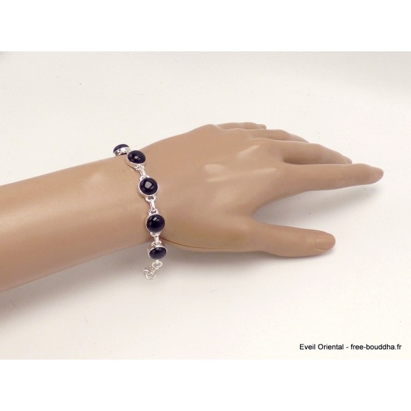 Bracelet Onyx noir cabochon pierres rondes Bijoux en Onyx noir lam67.9
