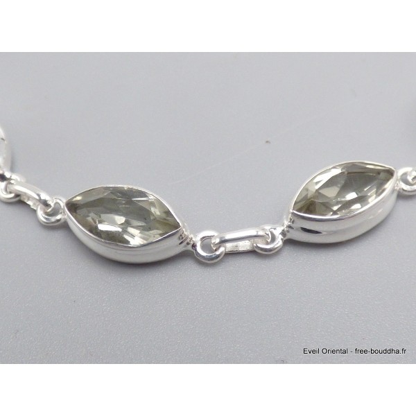 Bracelet Améthyste verte facettée forme marquise Bijoux en Améthyste verte LAM67.10