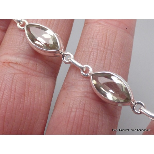 Bracelet Améthyste verte facettée forme marquise Bijoux en Améthyste verte LAM67.10