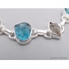 Bracelet Apatite bleue brute Diamant d'Herkimer Bijoux en Apatite bleue LAM67.12