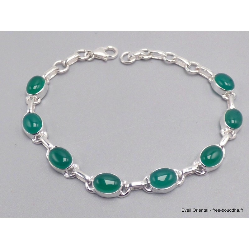 Bracelet Onyx vert pierres ovales Bracelets pierres naturelles LAM67.13