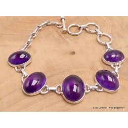 Bracelet Amethyste violette cabochon qualité AAA Bracelets pierres naturelles LAM67.16