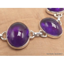 Bracelet Amethyste violette cabochon qualité AAA Bracelets pierres naturelles LAM67.16