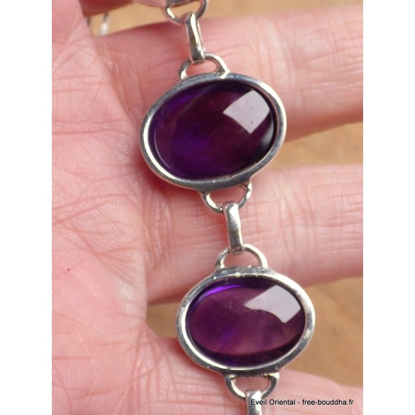 Bracelet Amethyste violette cabochon qualité AAA Bracelets pierres naturelles LAM67.16