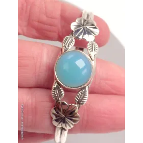 Bracelet Calcédoine bleu paraiba forme jonc - Chakra de la Gorge