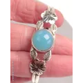 Bracelet Calcédoine bleu paraiba forme jonc - Chakra de la Gorge