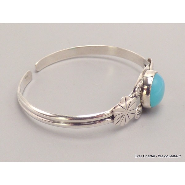 Bracelet Calcédoine bleu paraiba forme jonc Bijoux en Calcédoine bleue LAM67.25