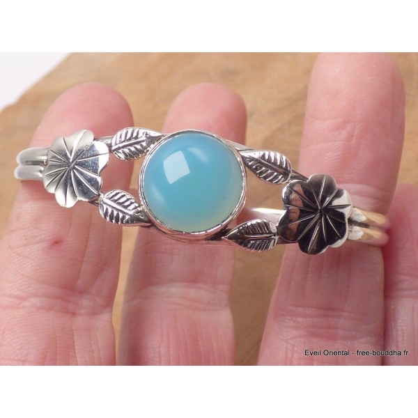 Bracelet Calcédoine bleu paraiba forme jonc Bijoux en Calcédoine bleue LAM67.25