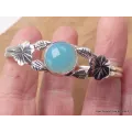 Bracelet Calcédoine bleu paraiba forme jonc - Chakra de la Gorge