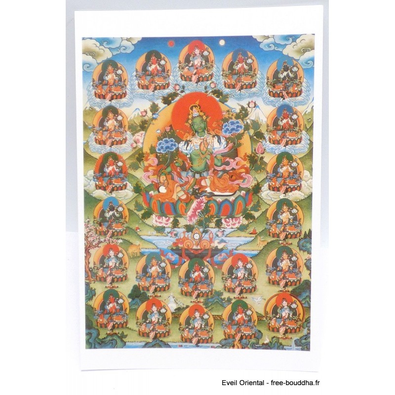 Carte postale bouddhiste Tara Verte et les 21 Tara Cartes postales bouddhistes CPB52