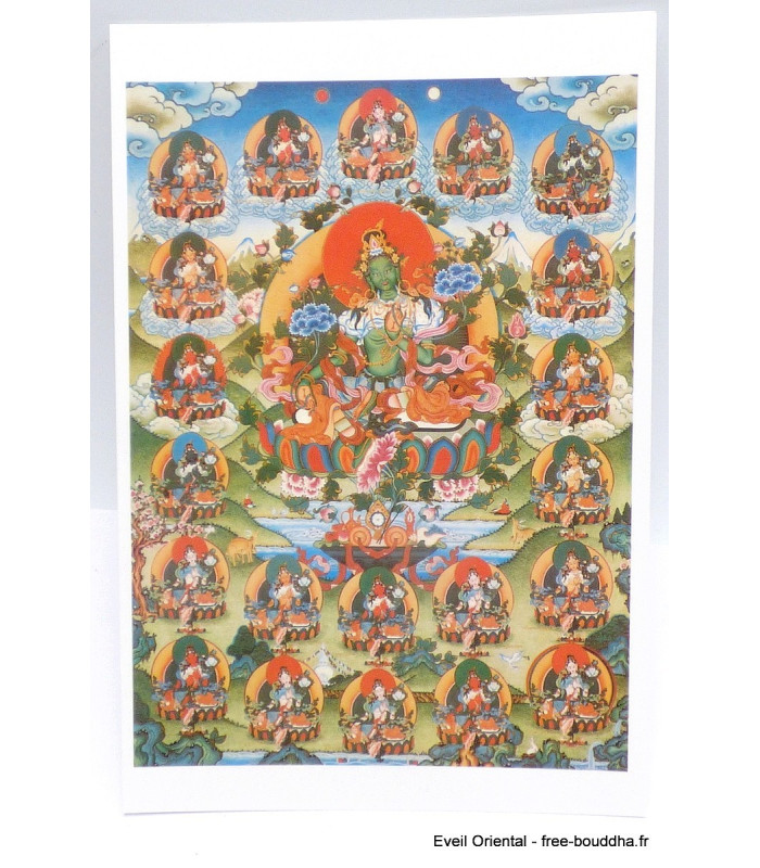 Carte postale bouddhiste Tara Verte et les 21 Tara Cartes postales bouddhistes CPB52