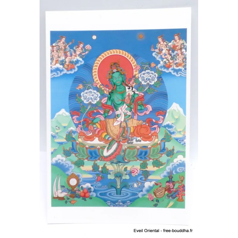 Carte postale bouddhiste Tara Verte et dakinis - Cartes postales bouddhistes