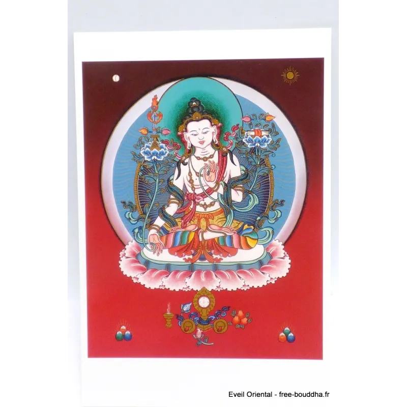 Carte postale bouddhiste Manjushri Blanc - Cartes postales bouddhistes