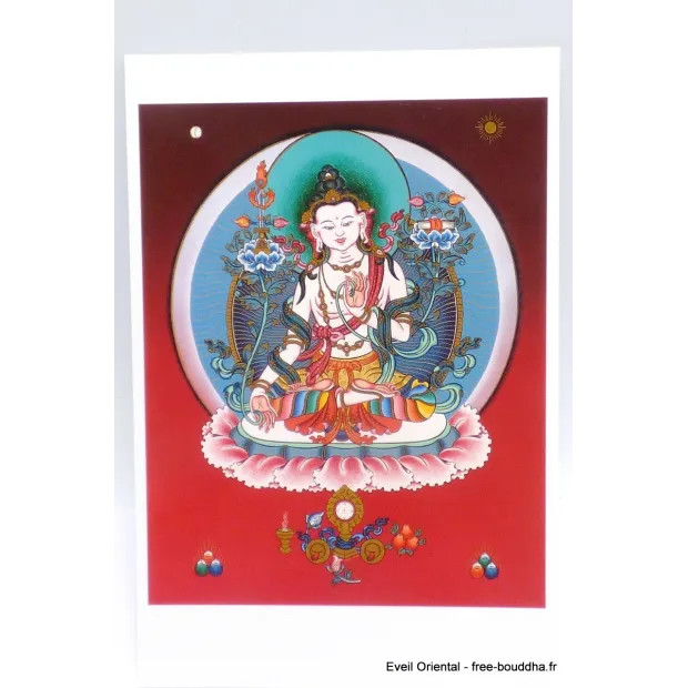 Carte postale bouddhiste Manjushri Blanc - Cartes postales bouddhistes