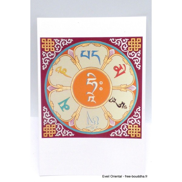 Carte postale tibétaine Mantra de Chenrezi-af Cartes postales bouddhistes CPB67