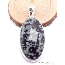 Pendentif Obsidienne Floconneuse ovale Bijoux en Obsidienne Noire Floconneuse AW9.3