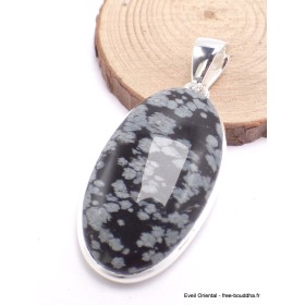 Pendentif Obsidienne Floconneuse ovale Bijoux en Obsidienne Noire Floconneuse AW9.3