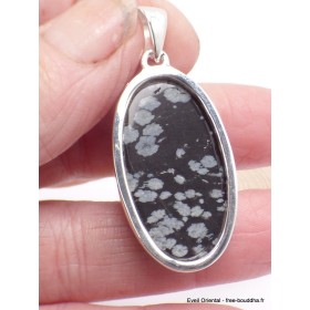 Pendentif Obsidienne Floconneuse ovale Bijoux en Obsidienne Noire Floconneuse AW9.3