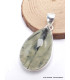 Pendentif Quartz Rutile noir sur Préhnite forme goutte Bijoux en Préhnite LAM49.2