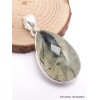 Pendentif Quartz Rutile noir sur Préhnite forme goutte Bijoux en Préhnite LAM49.2