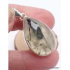 Pendentif Quartz Rutile noir sur Préhnite forme goutte Bijoux en Préhnite LAM49.2
