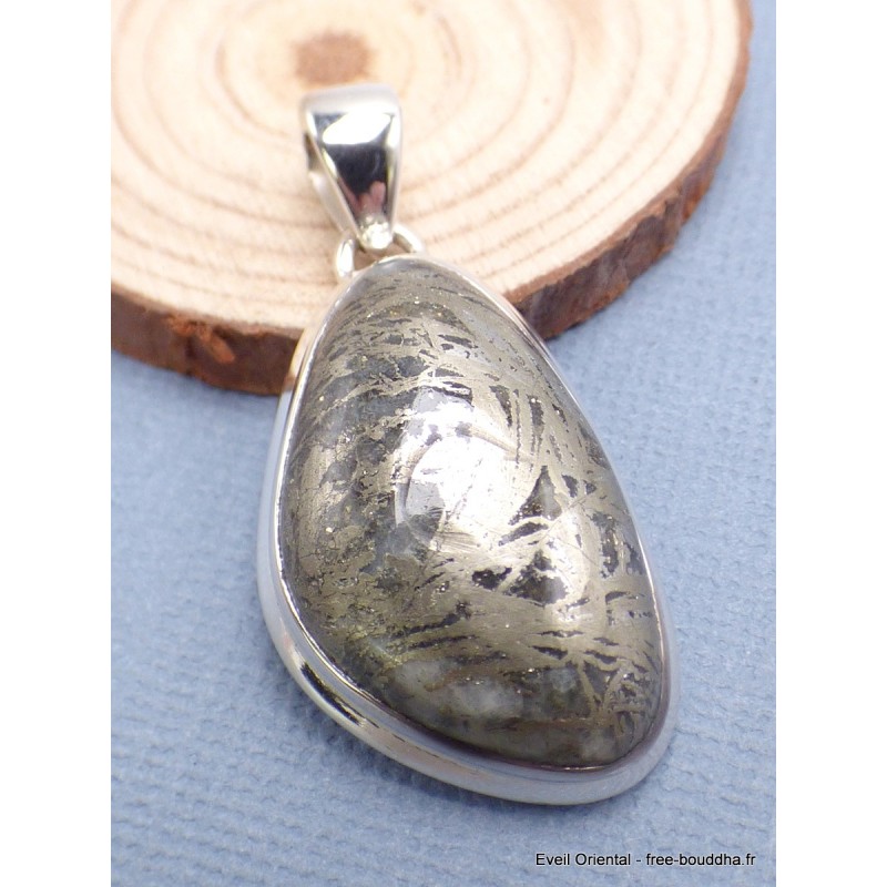 Pendentif en Pyrite plume forme libre Pendentifs pierres naturelles LAM75