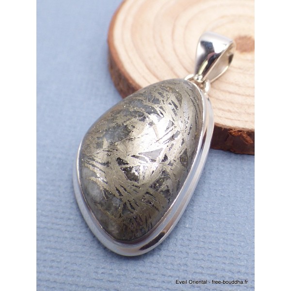 Pendentif en Pyrite plume forme libre Pendentifs pierres naturelles LAM75
