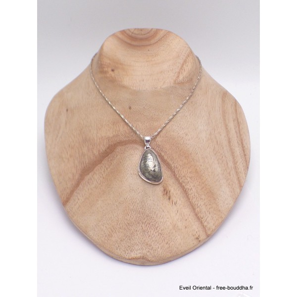 Pendentif en Pyrite plume forme libre Pendentifs pierres naturelles LAM75