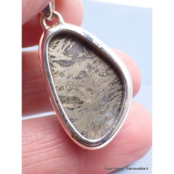 Pendentif en Pyrite plume forme libre Pendentifs pierres naturelles LAM75
