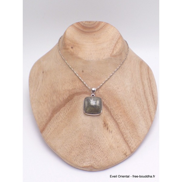 Bijou Pendentif en Pyrite plume carré Bijoux en Pyrite LAM75.1