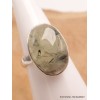 Bague ovale Quartz Rutile noir sur Préhnite taille 54 Bijoux en Préhnite YM6.1