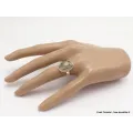 Bague ovale Quartz Rutile noir sur Préhnite taille 54 - Bijoux en Préhnite