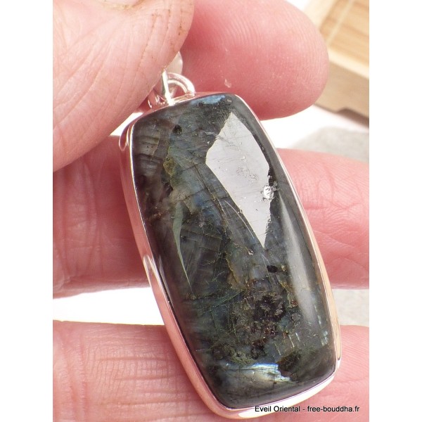 Grand Pendentif Pierre de Lune noire larvikite Bijoux en Pierre de lune YM12.2