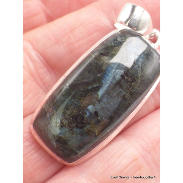 Grand Pendentif Pierre de Lune noire larvikite Bijoux en Pierre de lune YM12.2