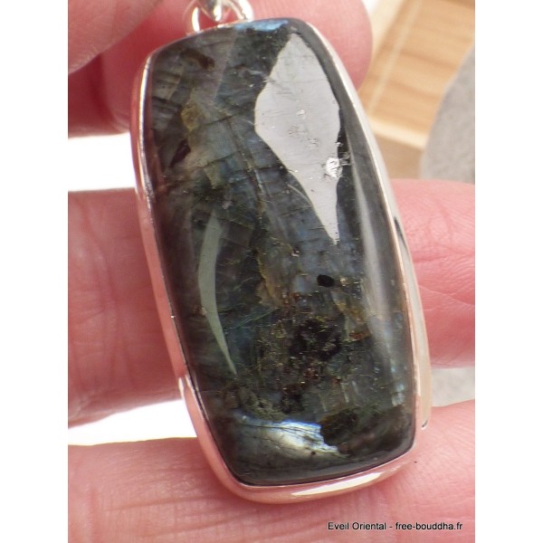 Grand Pendentif Pierre de Lune noire larvikite Bijoux en Pierre de lune YM12.2