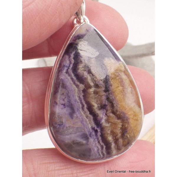 Pendentif Fluorite sur quartz forme goutte Pendentifs pierres naturelles YM17.1