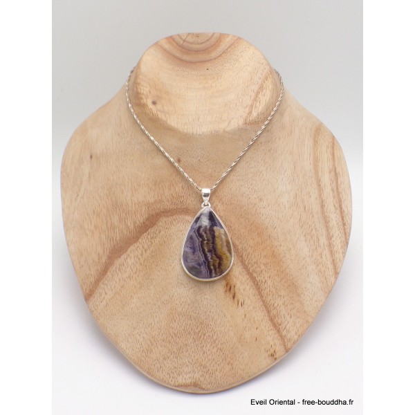 Pendentif Fluorite sur quartz forme goutte Pendentifs pierres naturelles YM17.1