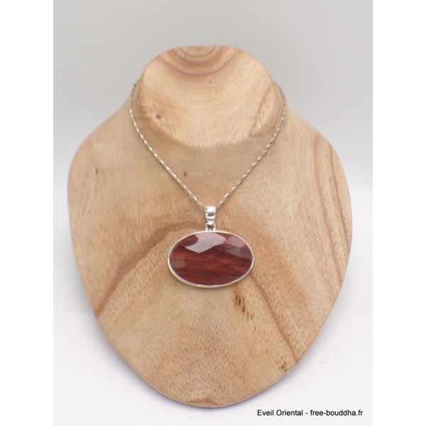 Pendentif oval Oeil de Tigre rouge facetté Pendentifs pierres naturelles YM18