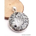 Pendentif rond en Hornblende Pendentifs pierres naturelles YM22