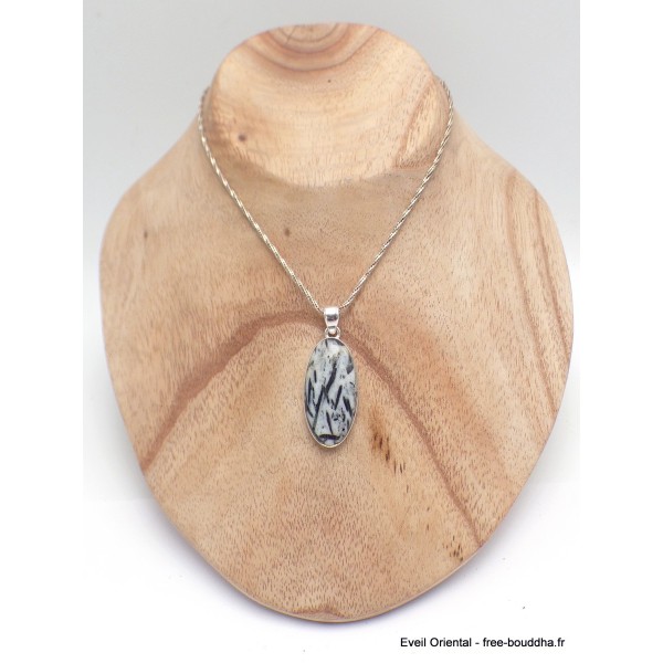 Pendentif Hornblende oval allongé Pendentifs pierres naturelles YM22.1