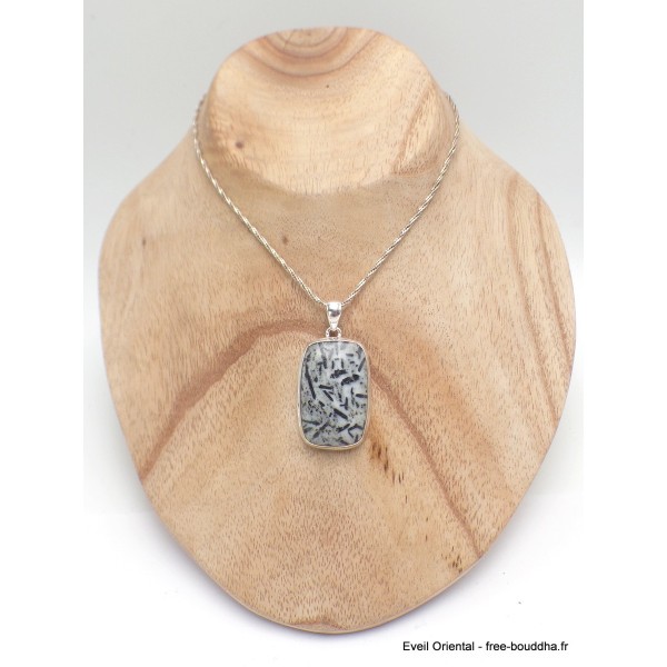 Pendentif Hornblende rectangulaire Pendentifs pierres naturelles YM22.2