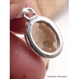 Bijou Quartz fumé facetté pendentif oval Pendentifs pierres naturelles PAC72.3