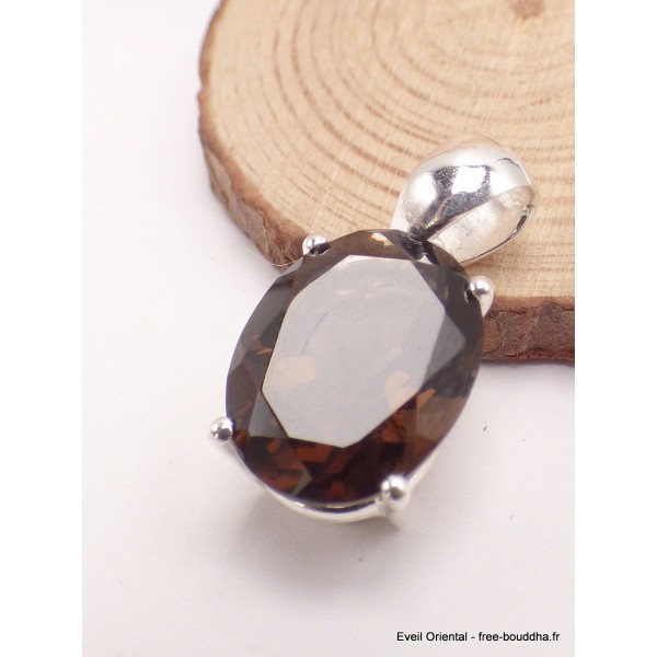Bijou Quartz fumé pendentif serti griffes Bijoux en Quartz Fumé PAC72.5