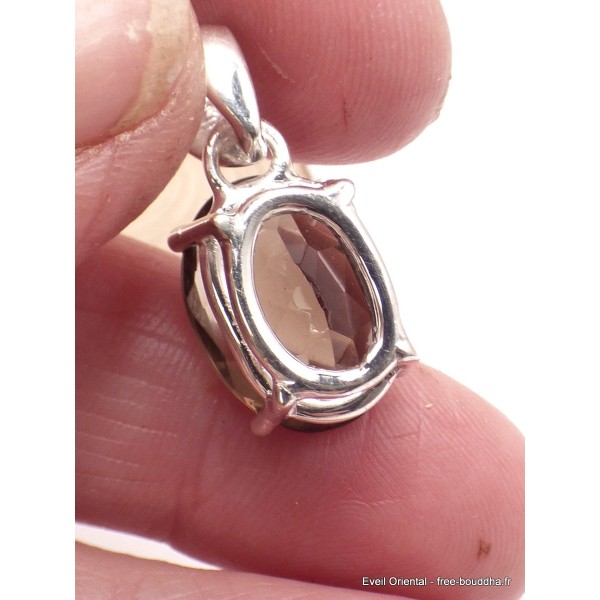 Bijou Quartz fumé pendentif serti griffes Bijoux en Quartz Fumé PAC72.5