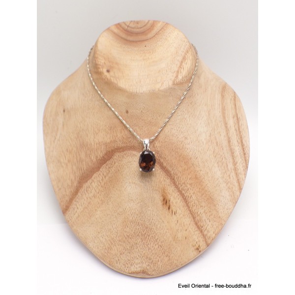 Bijou Quartz fumé pendentif serti griffes Bijoux en Quartz Fumé PAC72.5