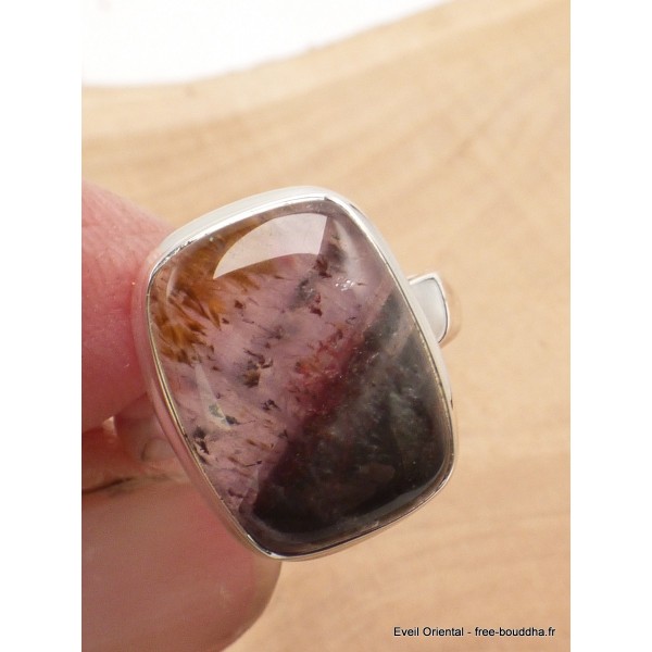 Bague Cacochynite Super Seven noire mauve taille 54 Bijoux en Cacochynite Super Seven YM27.4